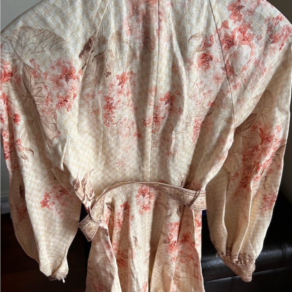 NWT Zimmermann Tropical Flower Long Sleeve Belted Linen Minidress 0 US4 - Picture 9 of 17